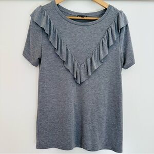 Express Gray‎ Ruffle T Shirt